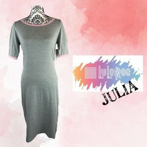 LULAROE Julia GRAY w/pink fitted dress
